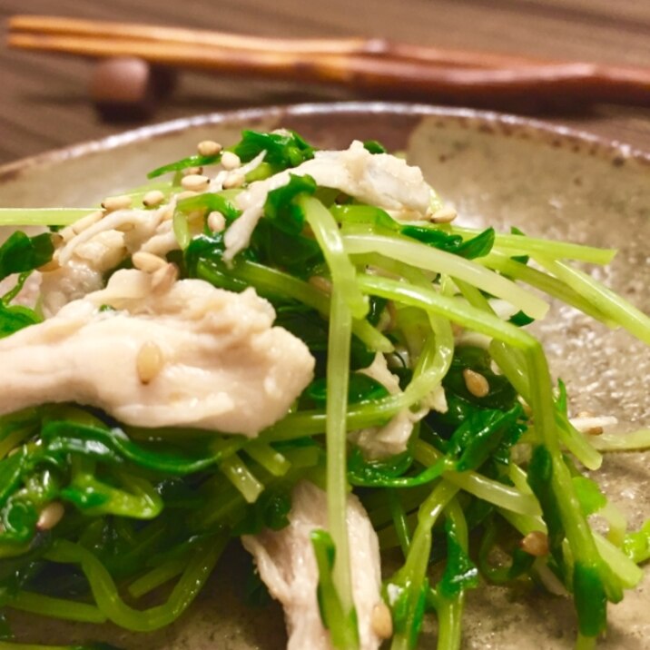 おつまみに！冷んやり美味しい☆豆苗とささ身の和え物